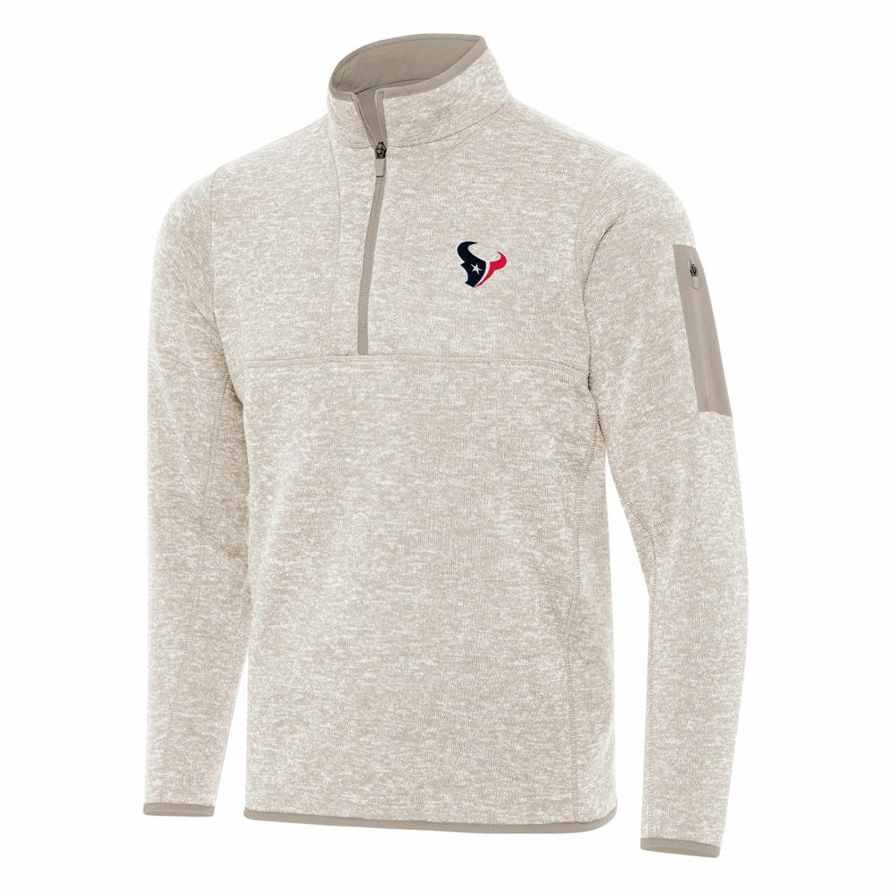 Houston Texans Antigua Fortune Quarter-Zip Pullover Jacket Oatmeal | NFL