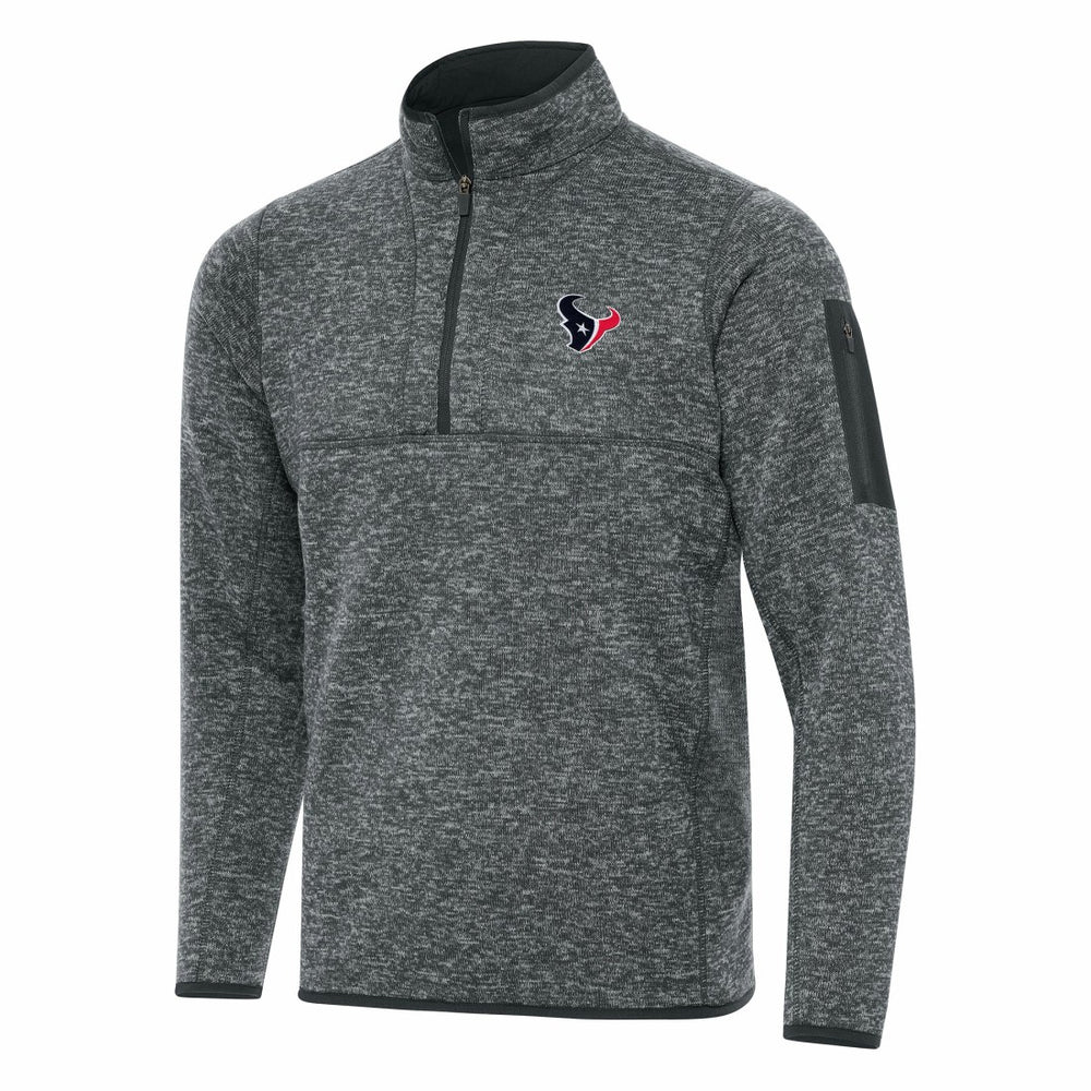 Houston Texans Antigua Fortune Quarter-Zip Pullover Jacket Heather Charcoal | NFL