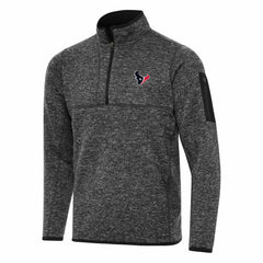 Houston Texans Antigua Fortune Quarter-Zip Pullover Jacket Heather Black | NFL