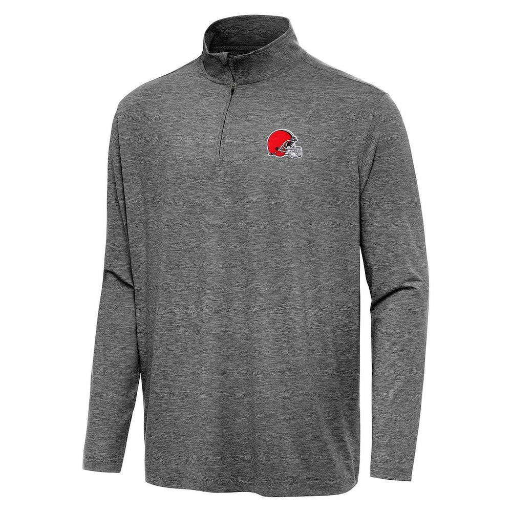 Cleveland Browns Antigua Hunk Quarter-Zip Jacket Heather Black | NFL