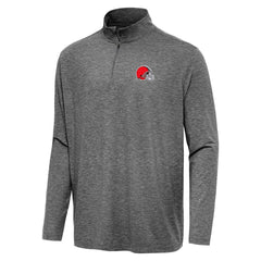 Cleveland Browns Antigua Hunk Quarter-Zip Jacket Heather Black | NFL