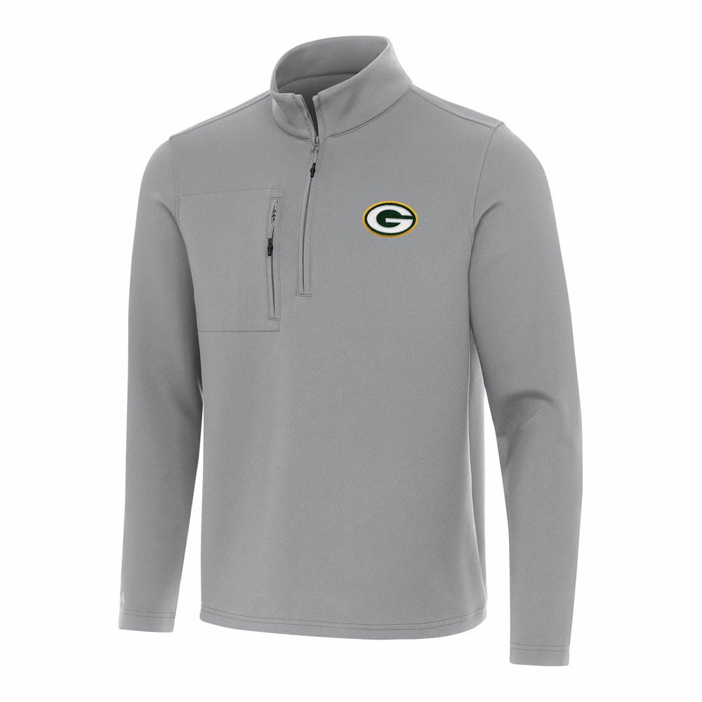 Green Bay Packers Antigua Insider Quarter-Zip Pullover Top Gray | NFL