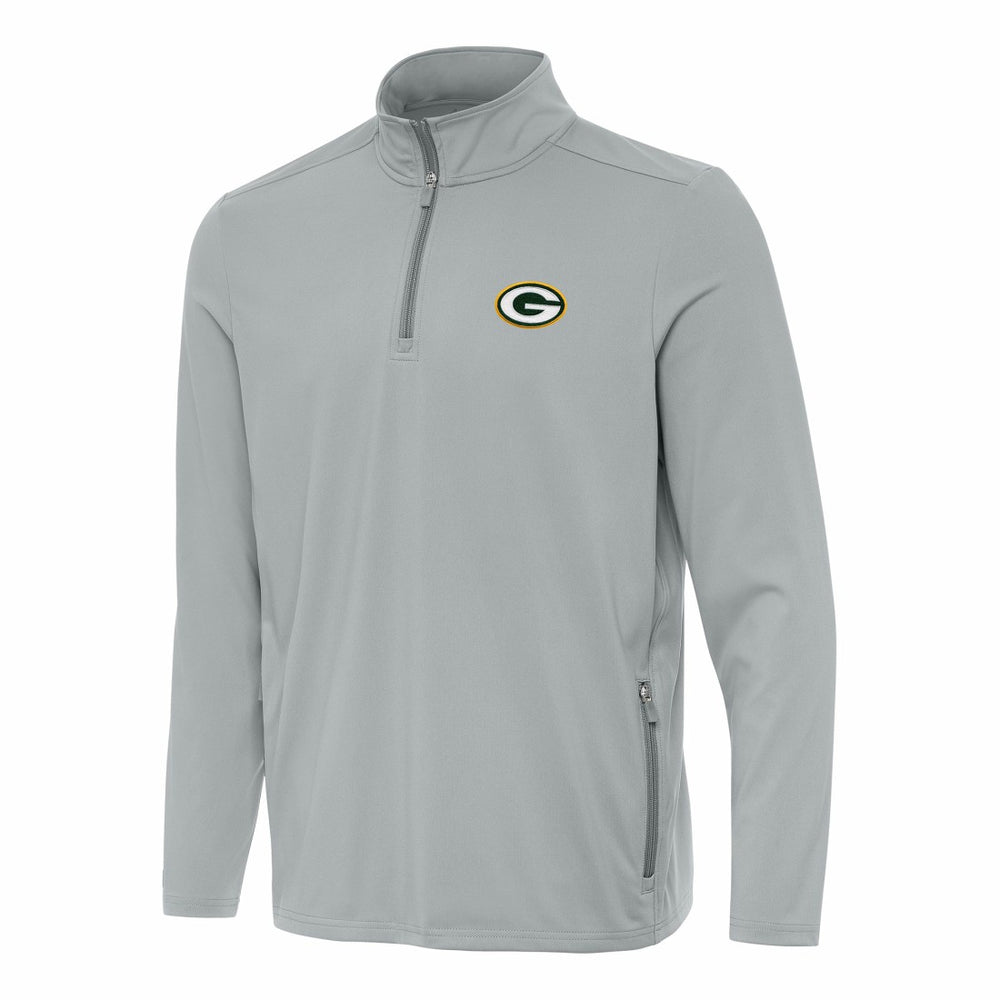 Green Bay Packers Antigua Perilous Quarter-Zip Pullover Top Gray | NFL
