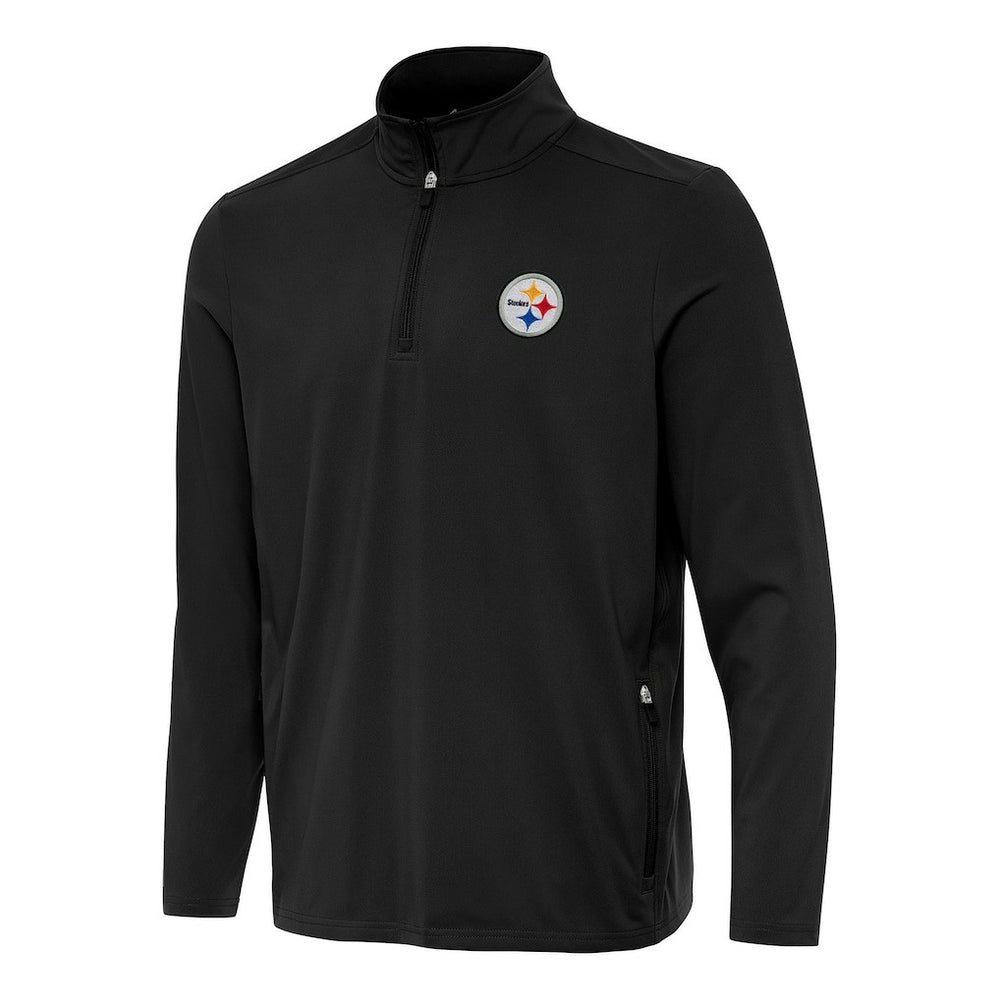 Pittsburgh Steelers Antigua Perilous Quarter-Zip Pullover Top Black | NFL