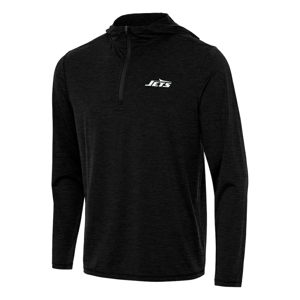 New York Jets Antigua Tidy Quarter-Zip Pullover Hoodie Heather Black | NFL