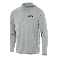 New York Jets Antigua Tidy Quarter-Zip Pullover Hoodie Heather Gray | NFL