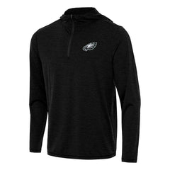 Philadelphia Eagles Antigua Tidy Quarter-Zip Pullover Hoodie Heather Black | NFL