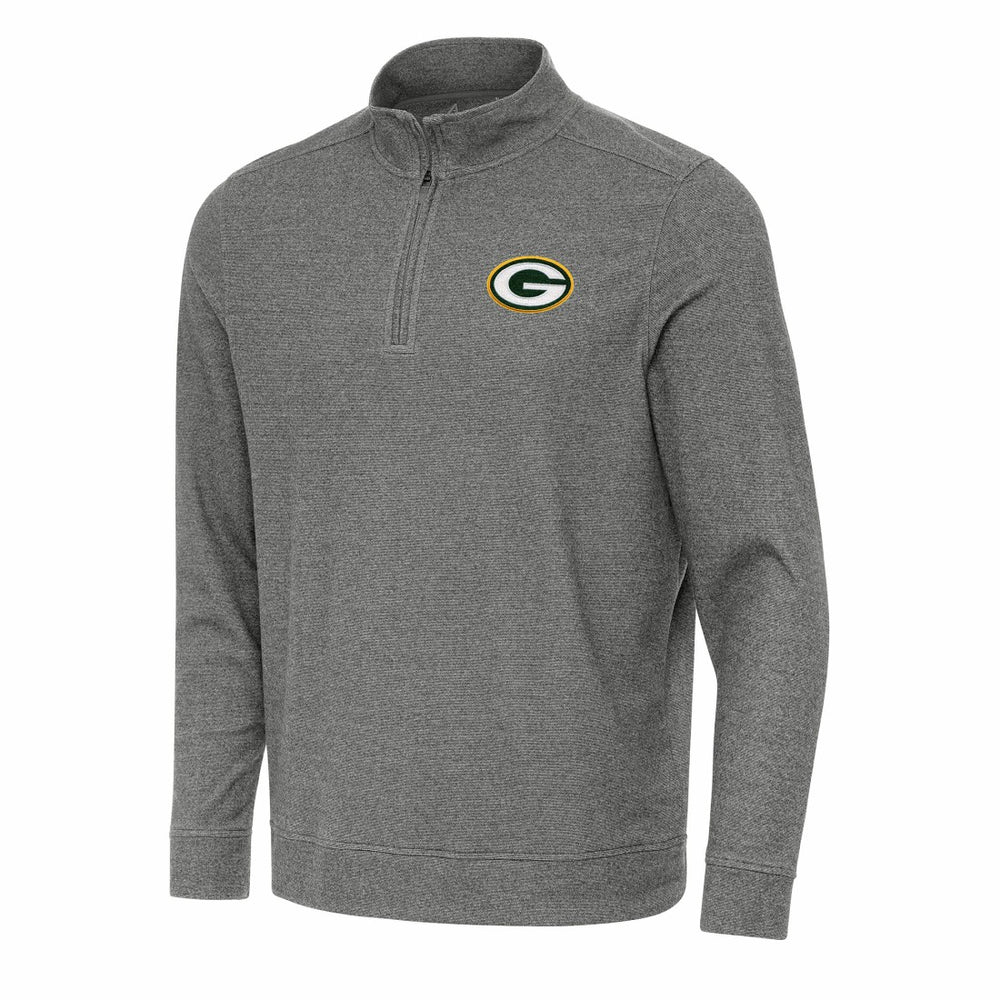 Green Bay Packers Antigua Subtle Quarter-Zip Top Heather Black | NFL
