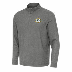 Green Bay Packers Antigua Subtle Quarter-Zip Top Heather Black | NFL