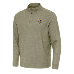 Minnesota Vikings Antigua Subtle Quarter-Zip Top Olive | NFL