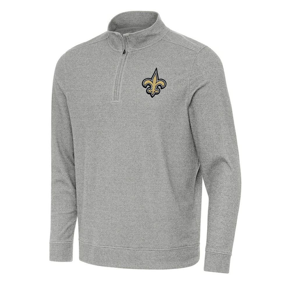 New Orleans Saints Antigua Subtle Quarter-Zip Top Heather Gray | NFL
