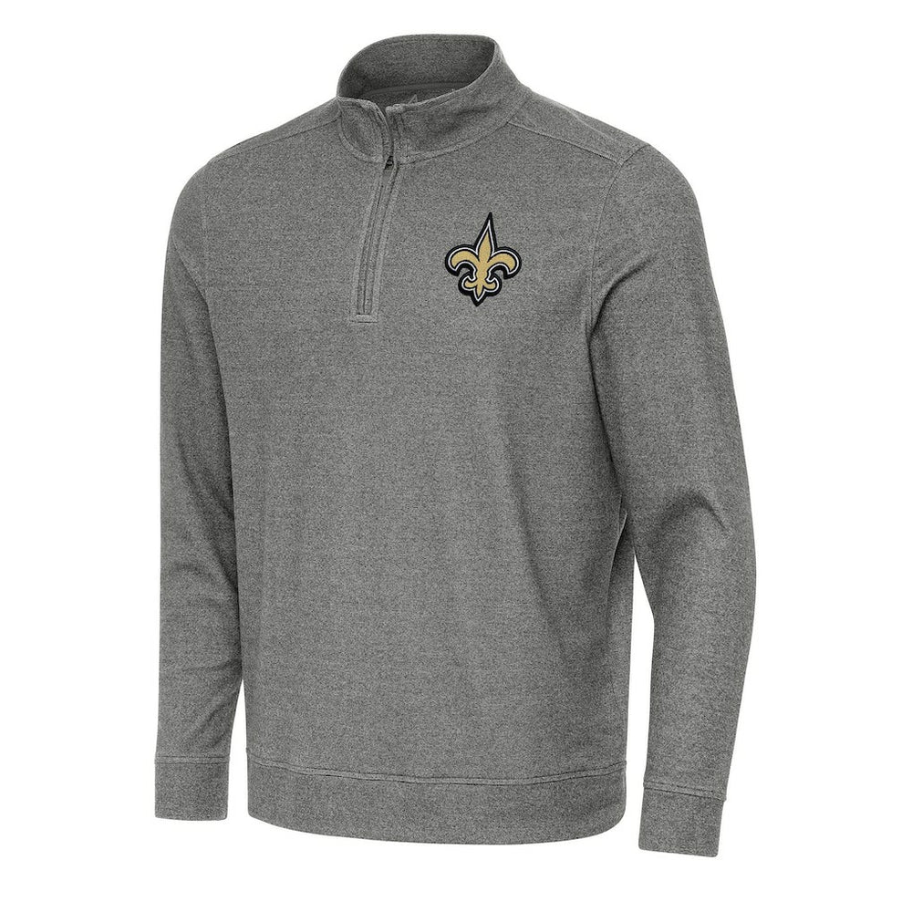 New Orleans Saints Antigua Subtle Quarter-Zip Top Heather Black | NFL