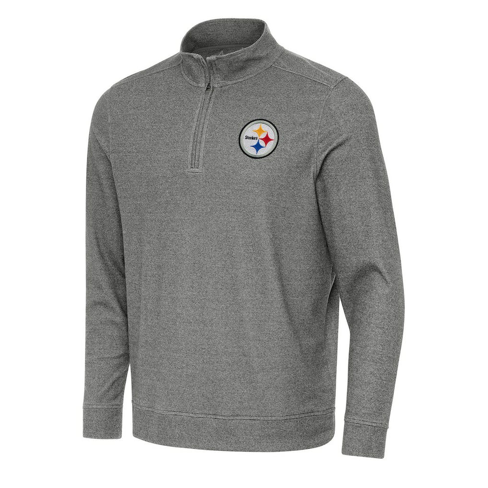 Pittsburgh Steelers Antigua Subtle Quarter-Zip Top Heather Black | NFL