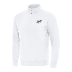 Miami Dolphins Antigua Victory Quarter-Zip Pullover Top White | NFL