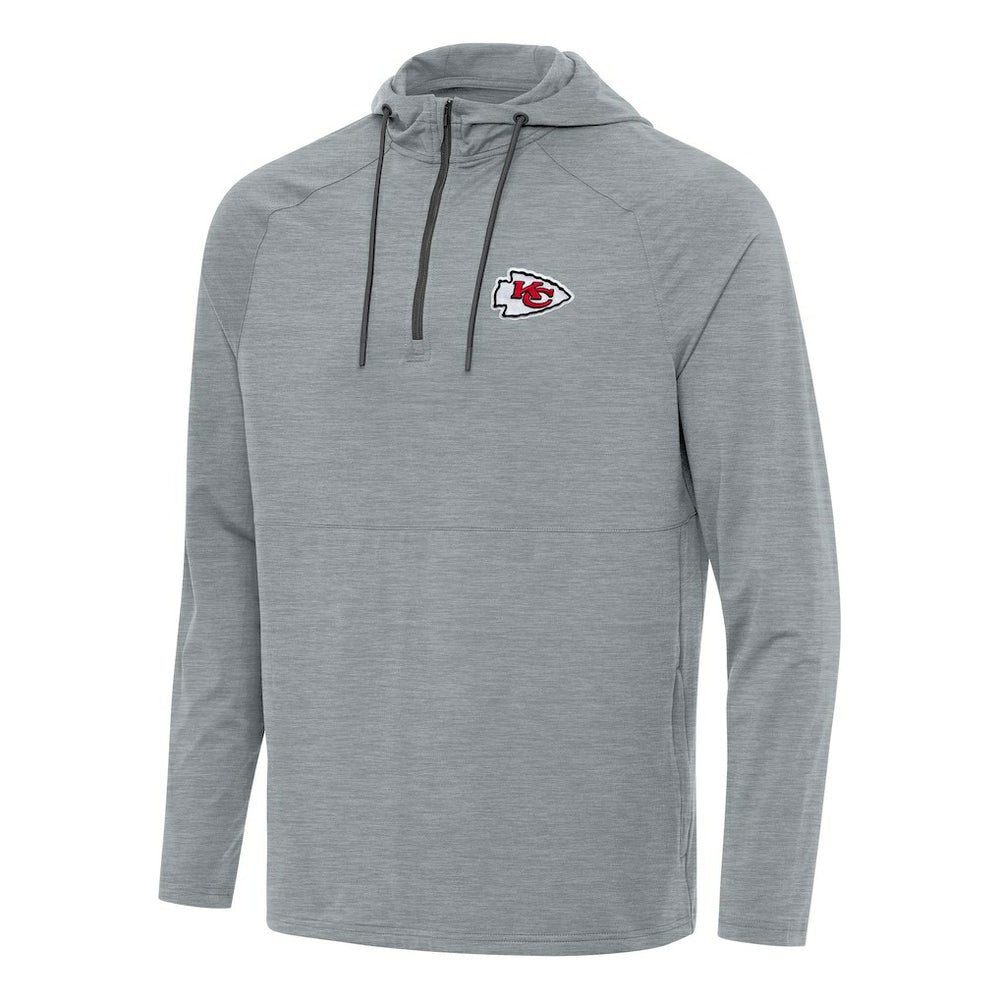 Kansas City Chiefs Antigua Spikes Quarter-Zip Pullover Hoodie Heather Gray | NFL