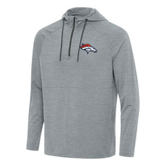 Denver Broncos Antigua Spikes Quarter-Zip Pullover Hoodie Heather Gray | NFL