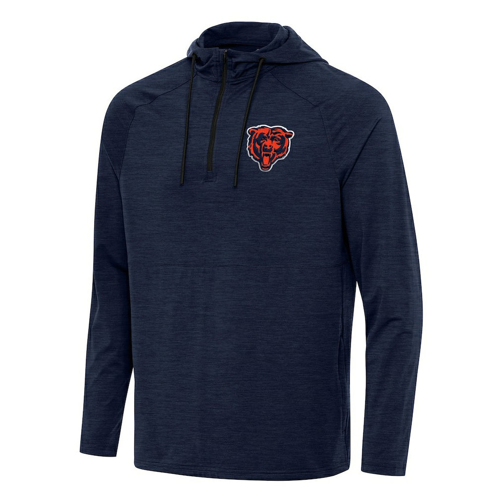 Chicago Bears Antigua Spikes Quarter-Zip Pullover Hoodie Heather Navy | NFL