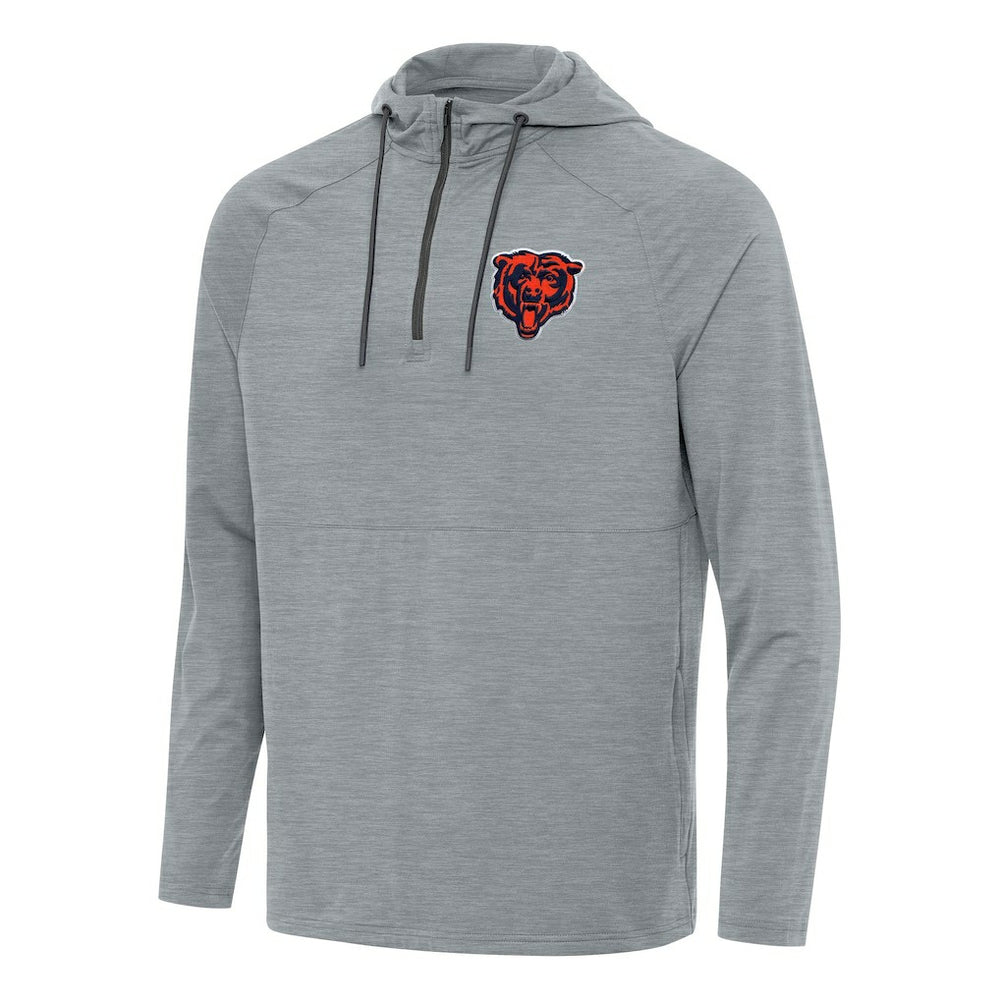 Chicago Bears Antigua Spikes Quarter-Zip Pullover Hoodie Heather Gray | NFL