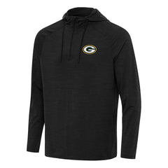 Green Bay Packers Antigua Spikes Quarter-Zip Pullover Hoodie Heather Black | NFL