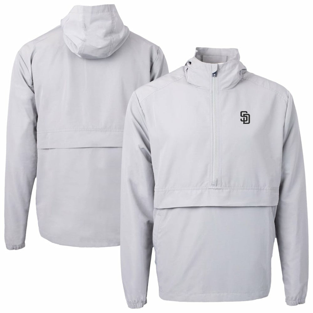 San Diego Padres Cutter & Buck Charter Eco Recycled Anorak Half-Zip Hoodie Jacket - MLB