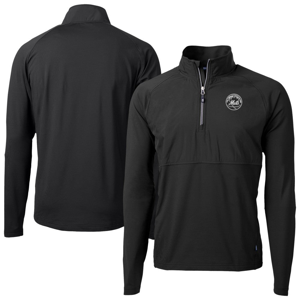 New York Mets Cutter & Buck Adapt Eco Hybrid Raglan DryTec Quarter-Zip Jacket - MLB