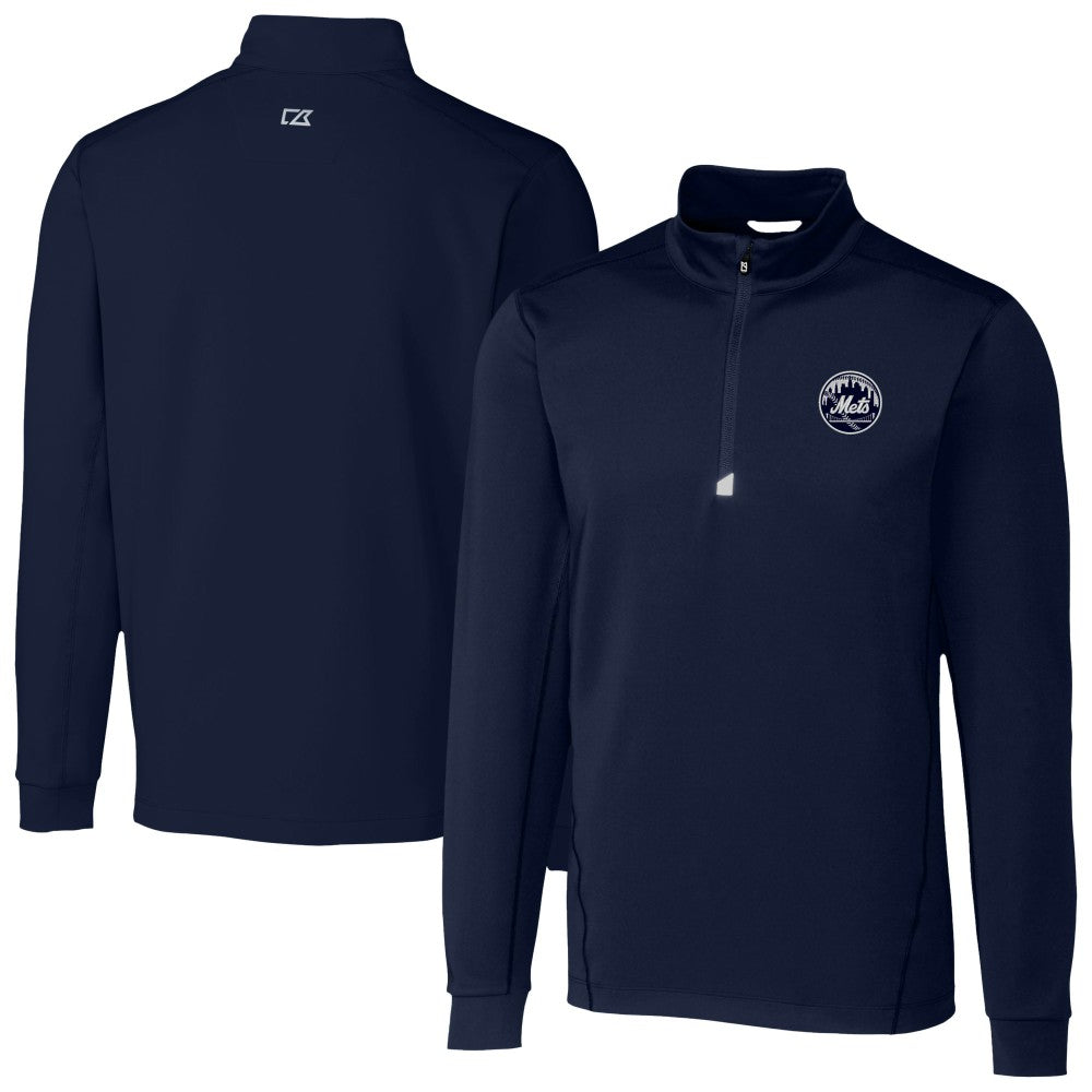 New York Mets Cutter & Buck Traverse Eco Tri-Blend DryTec Quarter-Zip Jacket - MLB