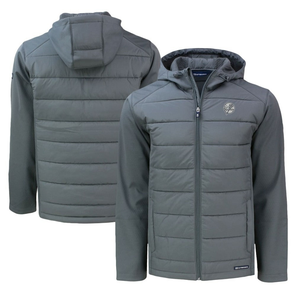 New York Yankees Cutter & Buck Big & Tall Evoke Hybrid Eco Softshell Recycled Full-Zip Hooded PrimaLoft Jacket - MLB