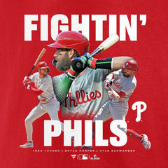 Trea Turner, Bryce Harper, & Kyle Schwarber Philadelphia Phillies Fightin Phils T-Shirt - MLB