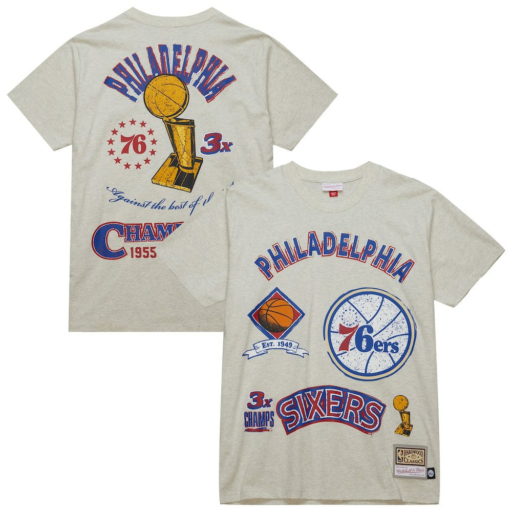 Philadelphia 76ers Hardwood Classics Legacy Defined Retro Championship T-Shirt Oatmeal - NBA