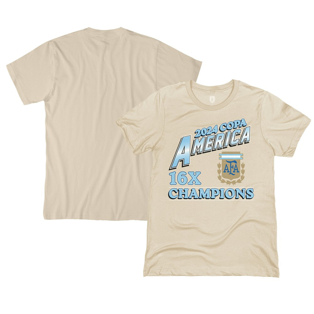 Argentina National Team 1863FC 16-Time Copa America Champions T-Shirt Cream - FIFA World CUP