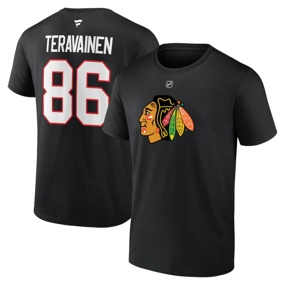 Teuvo Teravainen Chicago Blackhawks Fanatics Authentic Stack Name & Number T-Shirt - Black - NHL