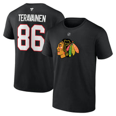 Teuvo Teravainen Chicago Blackhawks Fanatics Authentic Stack Name & Number T-Shirt - Black - NHL