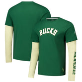 Milwaukee Bucks Stadium Essentials Unisex Spectator Twofer Long Sleeve T-Shirt Hunter Green - NBA