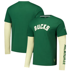 Milwaukee Bucks Stadium Essentials Unisex Spectator Twofer Long Sleeve T-Shirt Hunter Green - NBA