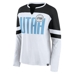 Utah Mammoth Fanatics Women's Frozen Notch Neck Bi-Blend Long Sleeve T-Shirt - White - NHL