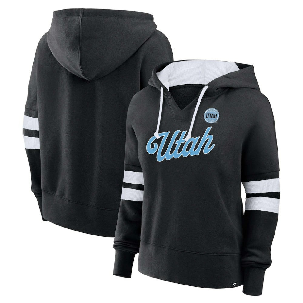 Utah Mammoth Fanatics Women's Oversized Seize V-Neck Pullover Hoodie - Black - NHL