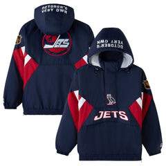 Winnipeg Jets OVO x Starter Half-Zip Hooded Jacket - Navy - NHL