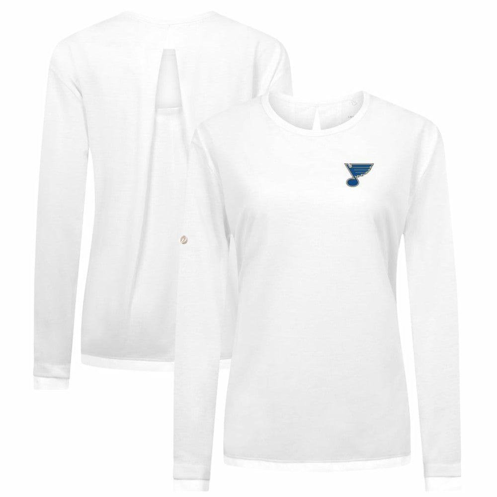 St. Louis Blues Levelwear Women's Sequoia Primary Logo Long Sleeve T-Shirt - White - NHL