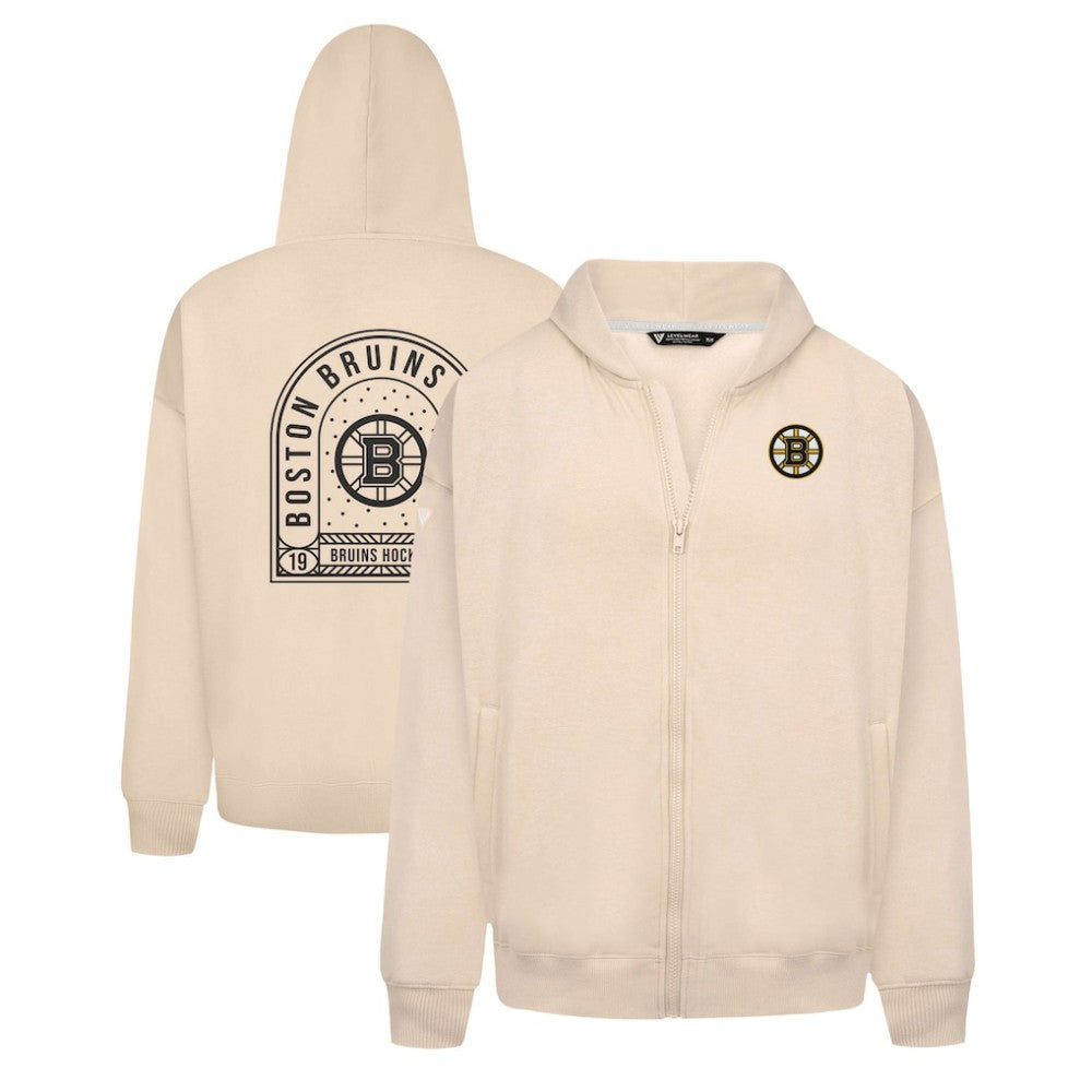 Boston Bruins Levelwear Uphill Stained Glass Full-Zip Hoodie Jacket - Khaki - NHL