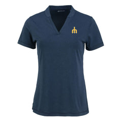 Seattle Mariners Cutter & Buck Women's Forge Stretch Blade DryTec V-Neck Polo - MLB