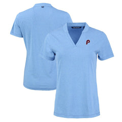 Philadelphia Phillies Cutter & Buck Women's Forge Stretch Blade DryTec V-Neck Polo - MLB