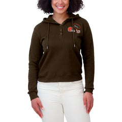 Cleveland Browns WEAR by Erin Andrews Women's Plus Size Waffle Hoodie Pullover Top Brown | NFL