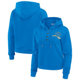 Los Angeles Chargers WEAR by Erin Andrews Women's Plus Size Waffle Hoodie Pullover Top Blue | NFL