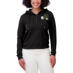 Pittsburgh Steelers WEAR by Erin Andrews Women's Plus Size Waffle Hoodie Pullover Top Black | NFL
