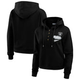 Las Vegas Raiders WEAR by Erin Andrews Women's Plus Size Waffle Hoodie Pullover Top Black | NFL