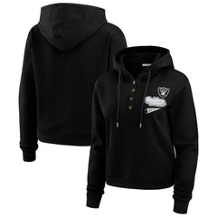 Las Vegas Raiders WEAR by Erin Andrews Women's Plus Size Waffle Hoodie Pullover Top Black | NFL