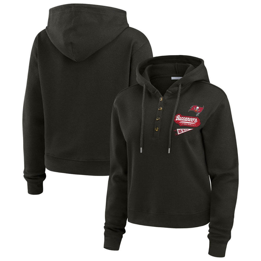 Tampa Bay Buccaneers WEAR by Erin Andrews Women's Plus Size Waffle Hoodie Pullover Top Pewter | NFL