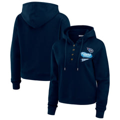Tennessee Titans WEAR by Erin Andrews Women's Plus Size Waffle Hoodie Pullover Top Navy | NFL