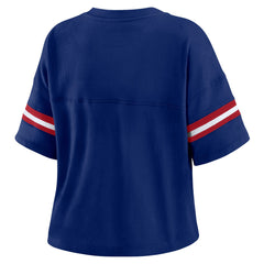 New York Giants WEAR by Erin Andrews Women's Plus Size Color Block Boxy T-Shirt Royal/White | NFL