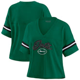 New York Jets WEAR by Erin Andrews Women's Plus Size Color Block Boxy T-Shirt Green/White | NFL
